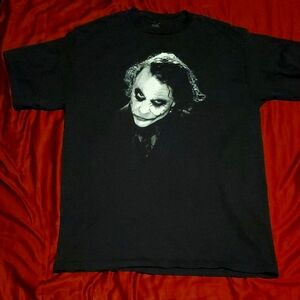 Vintage The Dark Knight Heath Ledger Joker Black T-Shirt